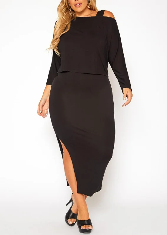 Hi Curvy Plus Size Women Shirt & Tank Midi Dress Set Tunics Chic fashionable