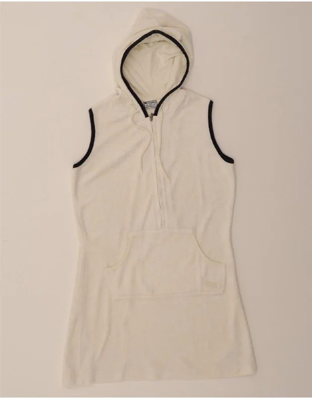CHAMPION Womens Sleeveless Hoodie Dress UK 16 Large White Polyester Hoodie with Rhinestones Sparkly Elegant