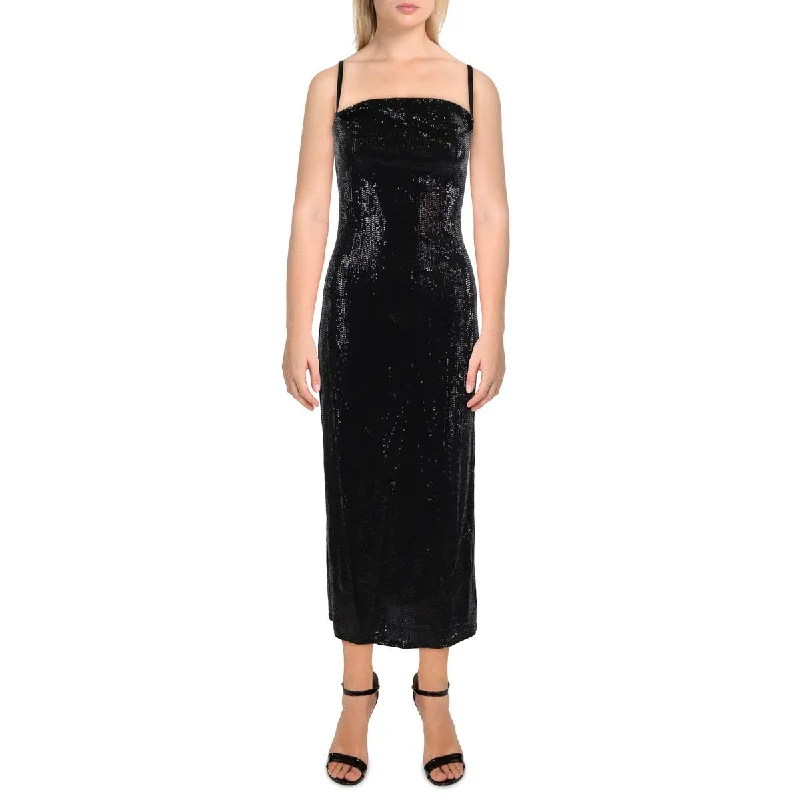 Womens Metallic Sequin Maxi Dress Tunics Sale discount