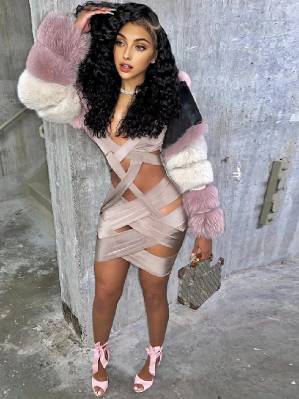 Julia Fashion - Sexy Bandage Hollow Out Bodycon Mini Dress Comfortable Shift Mini Dress Julia Fashion - Sexy Bandage Hollow Out Bodycon Mini Dress Comfortable Shift Mini Dress