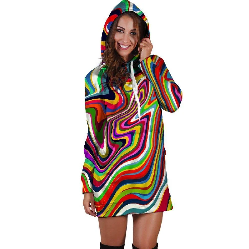 Abstract Ink Paint Hoodie Dress Hoodie with Crew Neck Simple Timeless