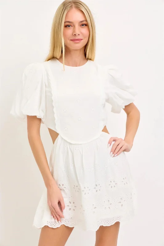 Betsy Eyelet Mini Dress Classic Floral Mini Dress