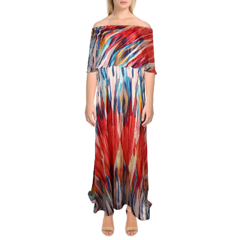 Abigail Womens Drapey Metallic Evening Dress Tunics Sophisticated sleek