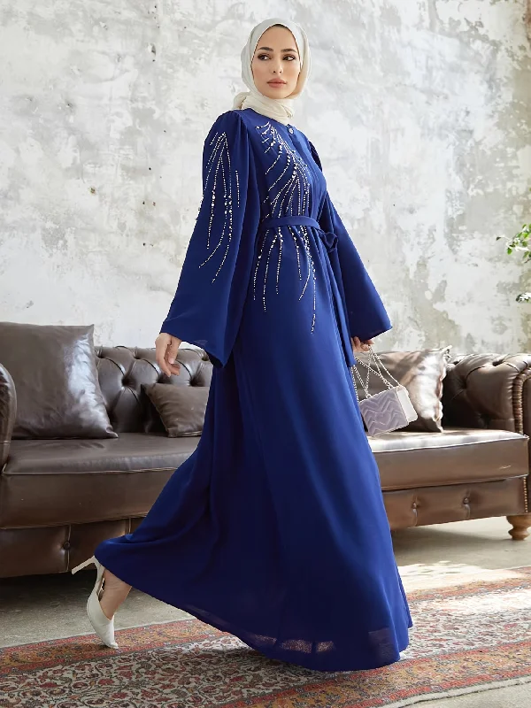 Stunning Beaded Tie Waist Maxi Dress - Elegant Flare Sleeve, Aline Silhouette, Modest and Chic Womens Clothing for All Occasions Tunics Designer luxury Stunning Beaded Tie Waist Maxi Dress - Elegant Flare Sleeve, Aline Silhouette, Modest and Chic Womens Clothing for All Occasions Tunics Designer luxury