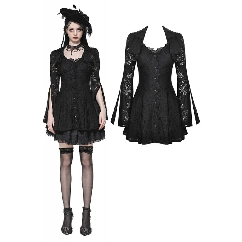 Women's Gothic Flared Sleeved Lace-up Lace Honeymoon Dress Tunics Gym athletic