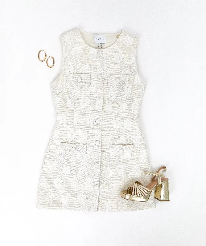 LOST IN THE STORY LIGHT TAUPE MINI DRESS Elegant Mini Dress with Ruffles