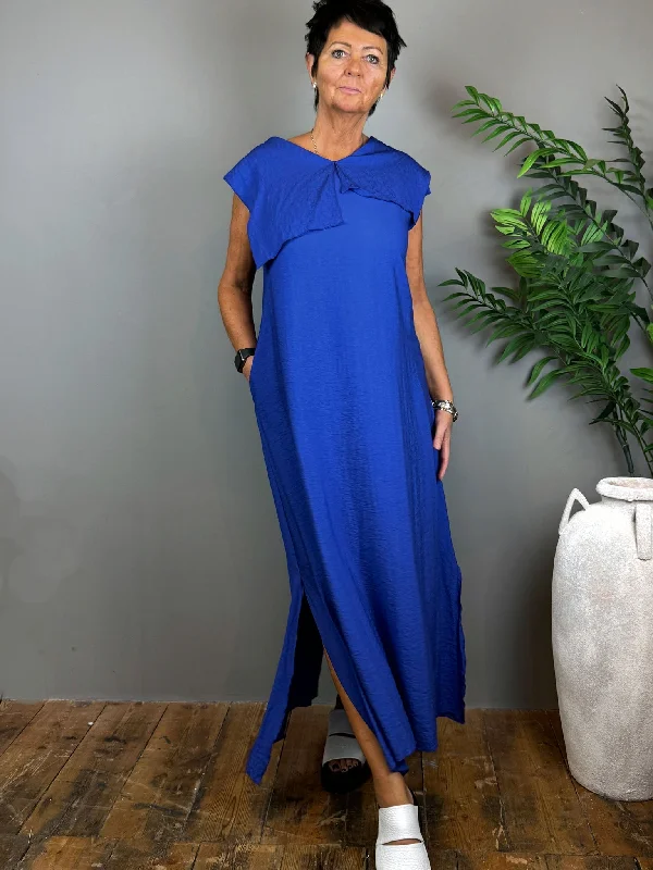 Royal Blue Tie Back Maxi Dress - ZUMO Tunics Spring floral