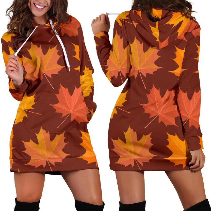 Canada Print Pattern Women Hoodie Dress Hoodie with Hood Adjustable Protection