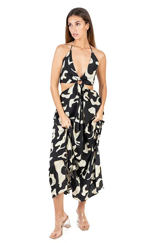 Sierra Blk/Cream Long Dress Tunics Lace romantic