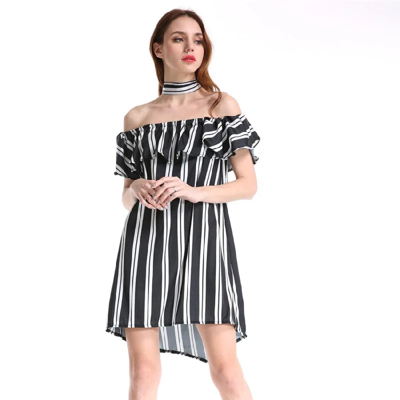 Slash Neck Striped Ruffles Belt A-line Mini Dress Sexy Off Shoulder Loose Dresses Summer Ladies Fashion Elegant Dress Plus Size Tunics Polka dots Slash Neck Striped Ruffles Belt A-line Mini Dress Sexy Off Shoulder Loose Dresses Summer Ladies Fashion Elegant Dress Plus Size Tunics Polka dots