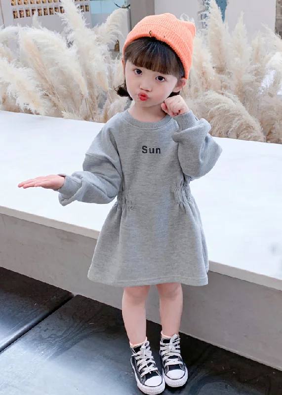 Novelty Pink O-Neck Wrinkled Kids Long Dresses Spring TV036 Tunics Gym athletic