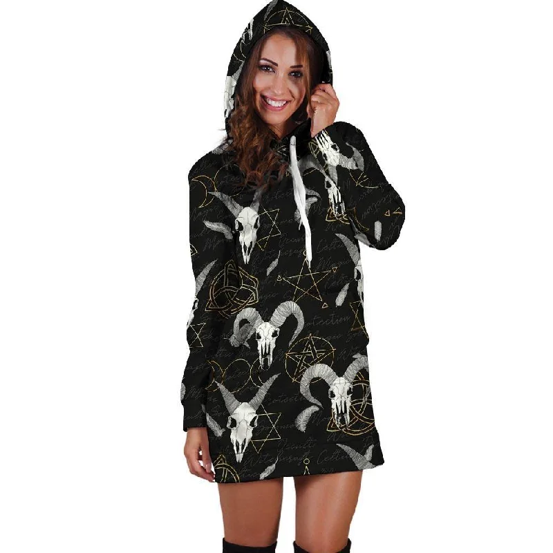 Capricorn Astrology Witch Gothic Hoodie Dress Hoodie with Hem Patch Decorative Personalized Capricorn Astrology Witch Gothic Hoodie Dress Hoodie with Hem Patch Decorative Personalized