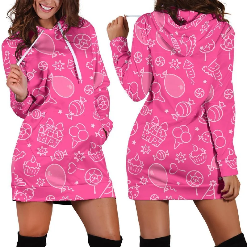 Birthday Print Pattern Women Hoodie Dress Hoodie with Gradient Ombre Colorful