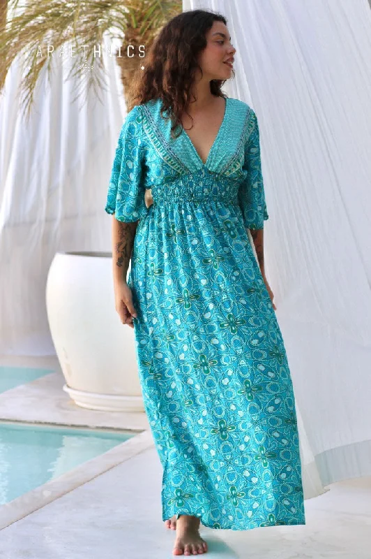 Seraphine turquoise long dress Tunics Trendy modern