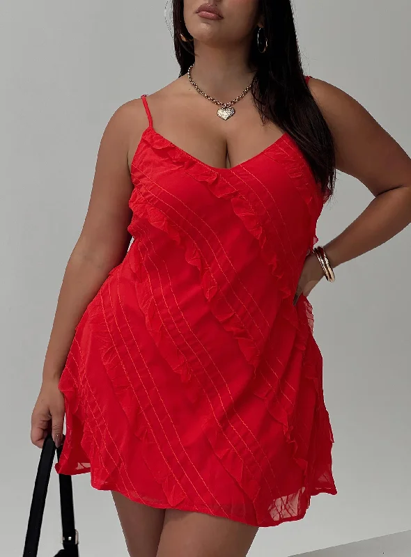 Lars Mini Dress Red Curve Tunics Corduroy durable