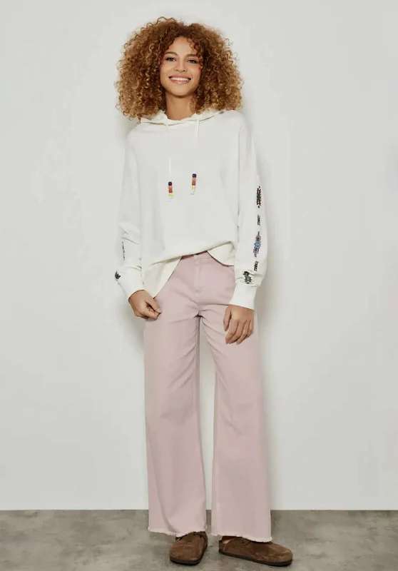 Hoodie Swe2412 Off-White Hoodie with Set-In Sleeves Structured Classic
