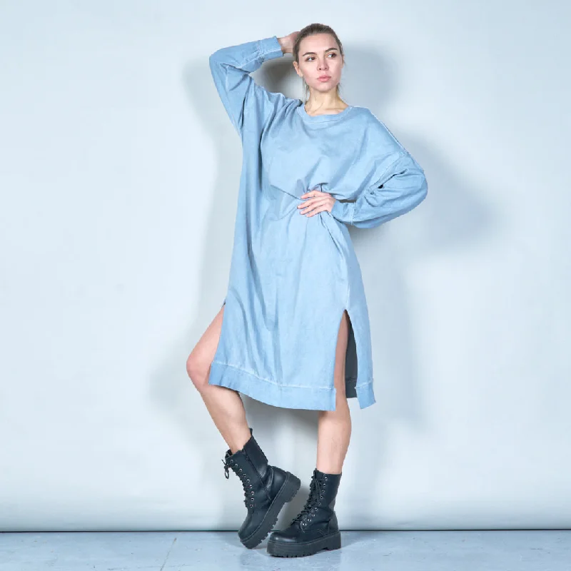 Long sweatshirt dress with side slit wholesale Hoodie with Hem Elastic Stretchable Comfortable Long sweatshirt dress with side slit wholesale Hoodie with Hem Elastic Stretchable Comfortable