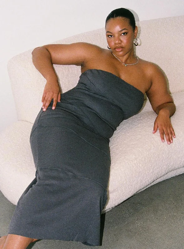 Oscar Midi Dress Grey Curve Tunics Solid Classic
