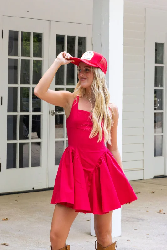 Colette Mini Dress - Red Trendy Denim Mini Dress