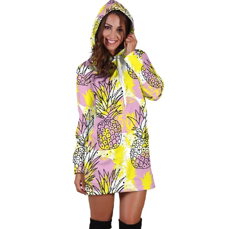 Women Premium Drawing Pineapple Hoodie Dress Print Hoodie with Strings Custom Fit Adjustable Women Premium Drawing Pineapple Hoodie Dress Print Hoodie with Strings Custom Fit Adjustable