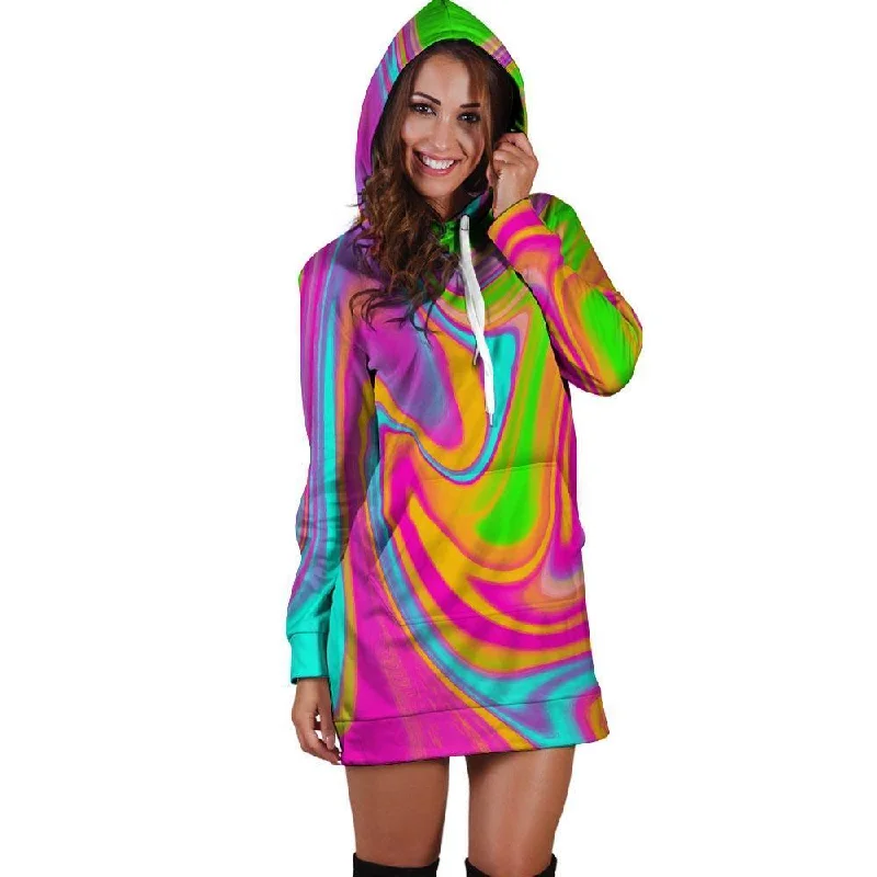 Colorful Abstract Paint Hoodie Dress Hoodie with Hidden Zipper Minimalist Clean