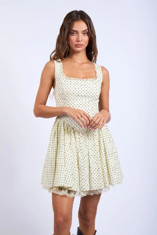 Polka Dot Mini Dress - White Comfortable Bodycon Mini Dress