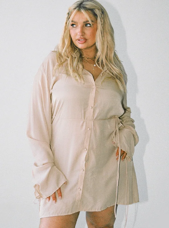 Forbidden Mini Dress Beige Curve Tunics Practical durable