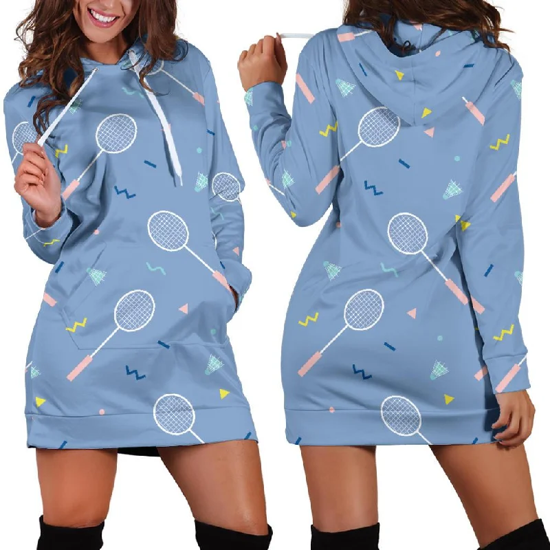 Badminton Cute Print Pattern Women Hoodie Dress Hoodie with Cuffed Sleeves Snug Secure Badminton Cute Print Pattern Women Hoodie Dress Hoodie with Cuffed Sleeves Snug Secure