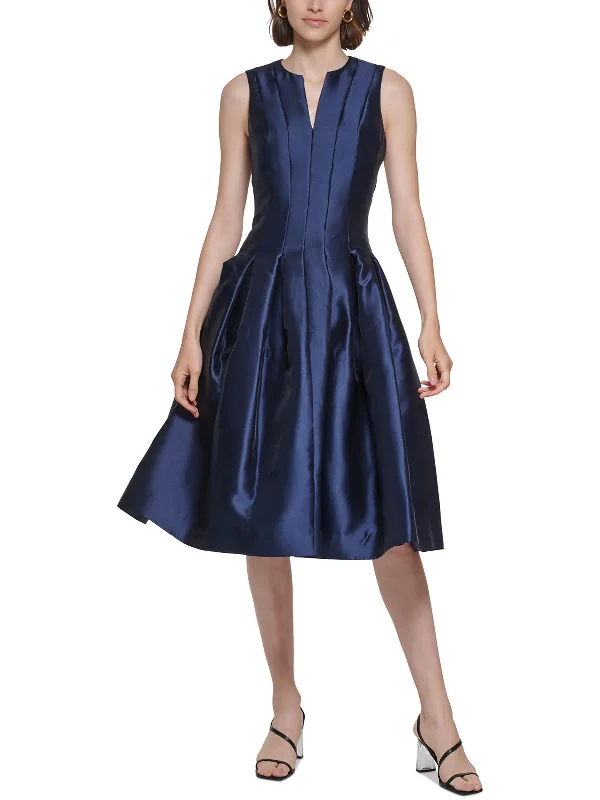 Womens Pleated Polyester Fit & Flare Dress Tunics Modern contemporary