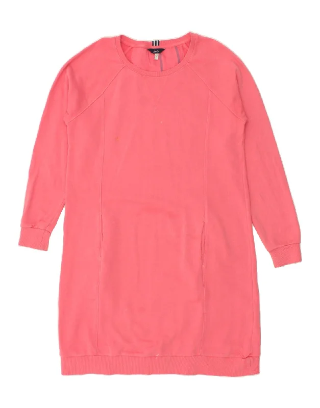 JOULES Womens Sweatshirt Jumper Dress UK 12 Medium  Pink Cotton Hoodie with Double Zipper Versatile Adjustable
