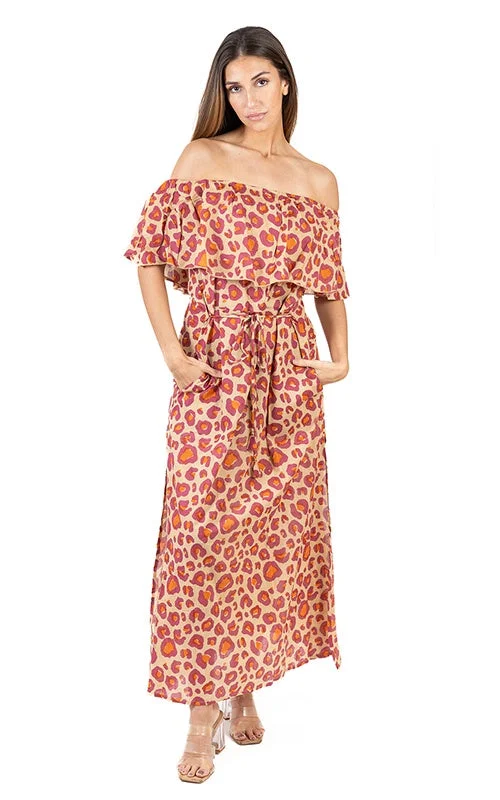 Shiri Animal Print Long Dress Tunics Leisure comfortable