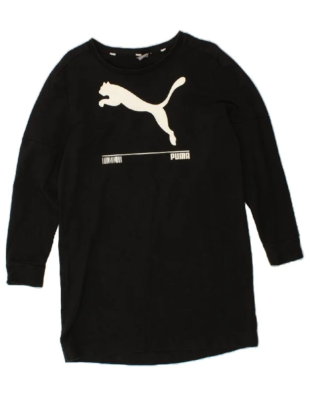 PUMA Womens Graphic Sweatshirt Jumper Dress UK 14 Medium Black Cotton Hoodie with Full-Zip Functional Layering PUMA Womens Graphic Sweatshirt Jumper Dress UK 14 Medium Black Cotton Hoodie with Full-Zip Functional Layering
