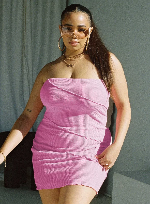 Oscar Mini Dress Pink Curve Tunics Solid Classic