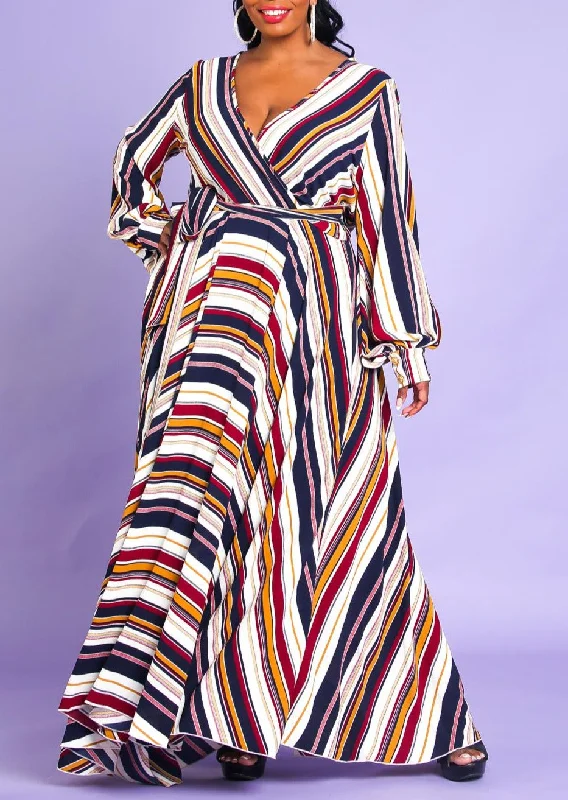 Hi Curvy Plus Size Women Multi Stripe Flare Maxi Dress Tunics Custom made