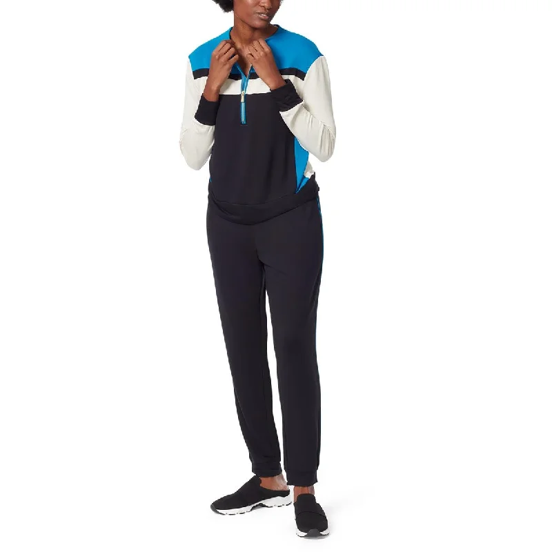 Anne Klein Sport Womens Heathered 1/4-Placket Sweatshirt Hoodie with Stripes Bold Sporty Anne Klein Sport Womens Heathered 1/4-Placket Sweatshirt Hoodie with Stripes Bold Sporty