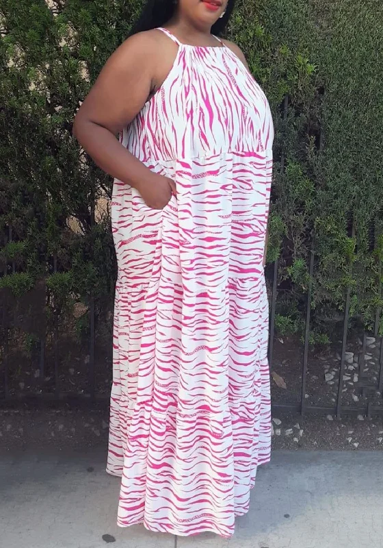 Hi Curvy Plus Size Women Halter Neck Flowy Maxi Dress Tunic Top Casual