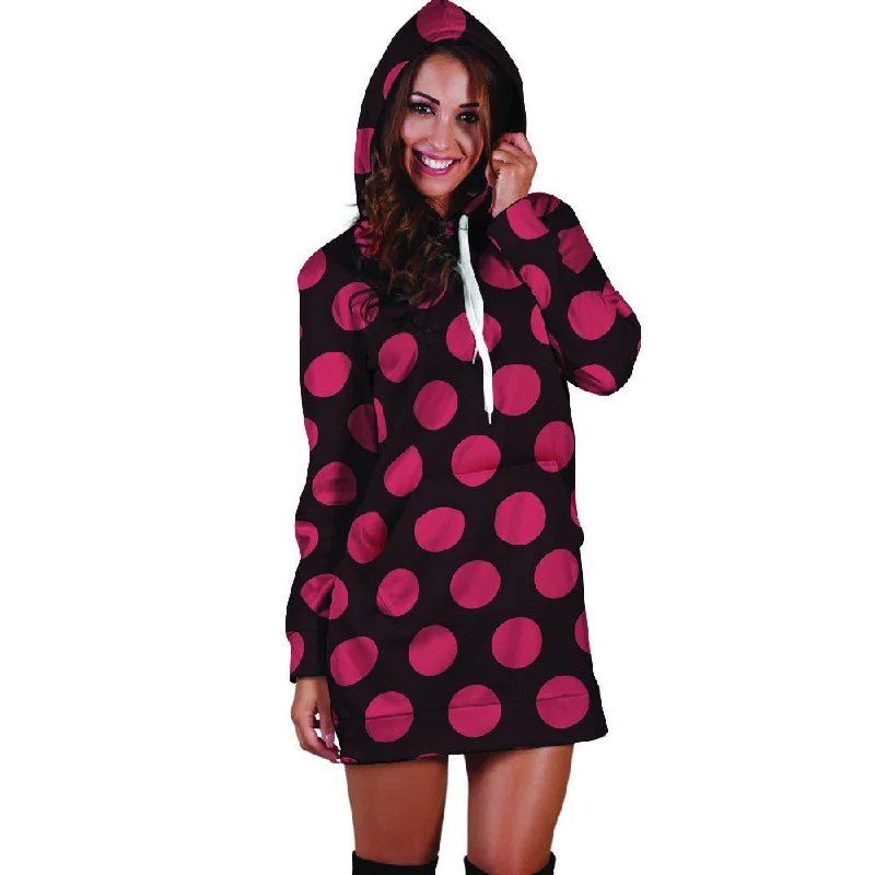 Black And Red Polka Dot Hoodie Dress Hoodie Crop Top Short Trendy