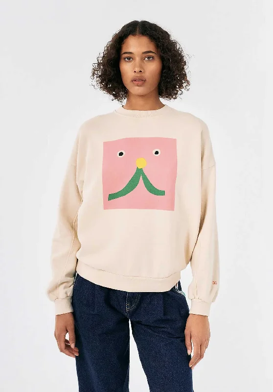 Sweatshirt Abstrac 224ad019 101-White Hoodie with Oversized Fit Loose Comfortable
