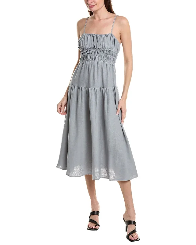 WeWoreWhat Scrunchie Linen-Blend Midi Dress Tunics Seasonal trendy