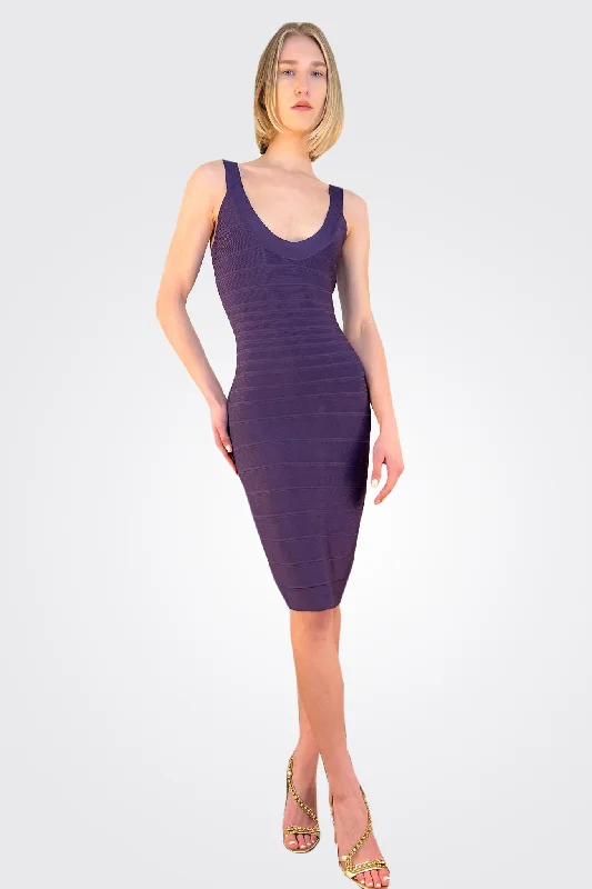 Sadie Bandage Mini Dress - Purple Plum Comfortable Off-Shoulder Mini Dress