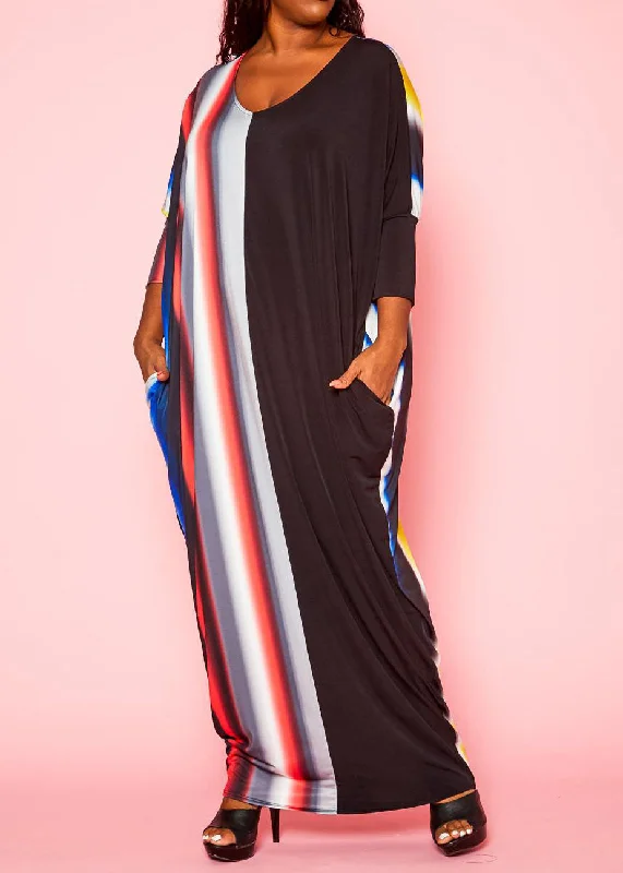 Hi Curvy Plus Size Women Gradient Pattern Splice Caftan Maxi Dress With Pockets Tunics Spring floral Hi Curvy Plus Size Women Gradient Pattern Splice Caftan Maxi Dress With Pockets Tunics Spring floral