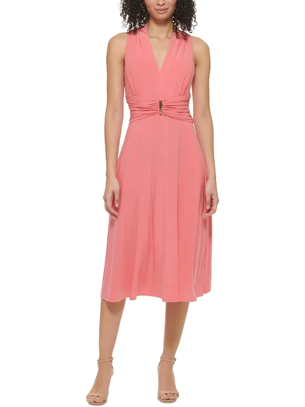 Womens Midi Sleeveless Fit & Flare Dress Tunics Short Trendy