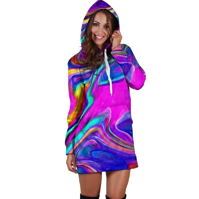 Abstract Purple Hoodie Dress Hoodie with Slim Fit Tailored Modern