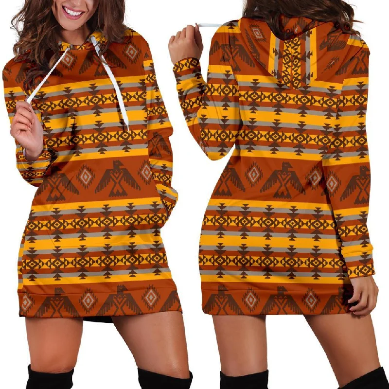Aztec Eagle Pattern Print Women Hoodie Dress Hoodie with Crew Neck Simple Timeless