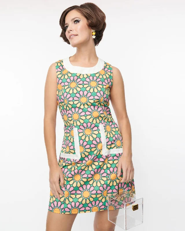 Smak Parlour Green & Pink Mod Daisy Liberated Mini Dress | Pink, Green, Floral Chic Pleated Mini Dress Smak Parlour Green & Pink Mod Daisy Liberated Mini Dress | Pink, Green, Floral Chic Pleated Mini Dress