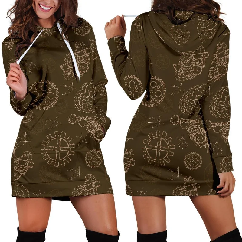 Brain Thinking Pattern Print Women Hoodie Dress Hoodie with Color Block Contrast Stylish Brain Thinking Pattern Print Women Hoodie Dress Hoodie with Color Block Contrast Stylish