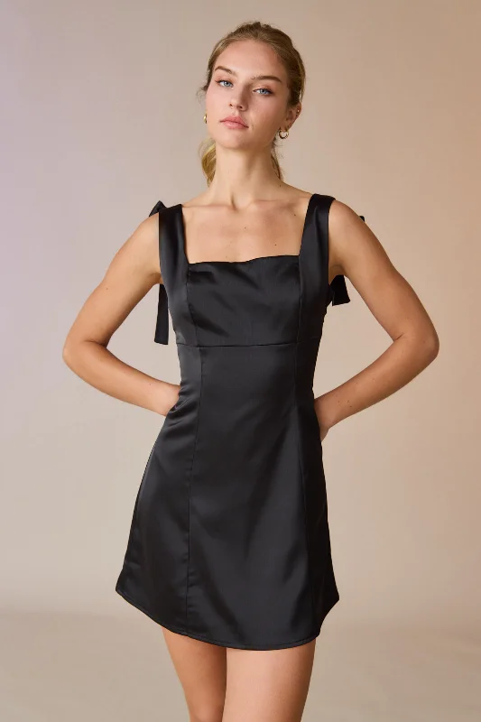 Emily Satin Mini Dress Classic White Mini Dress