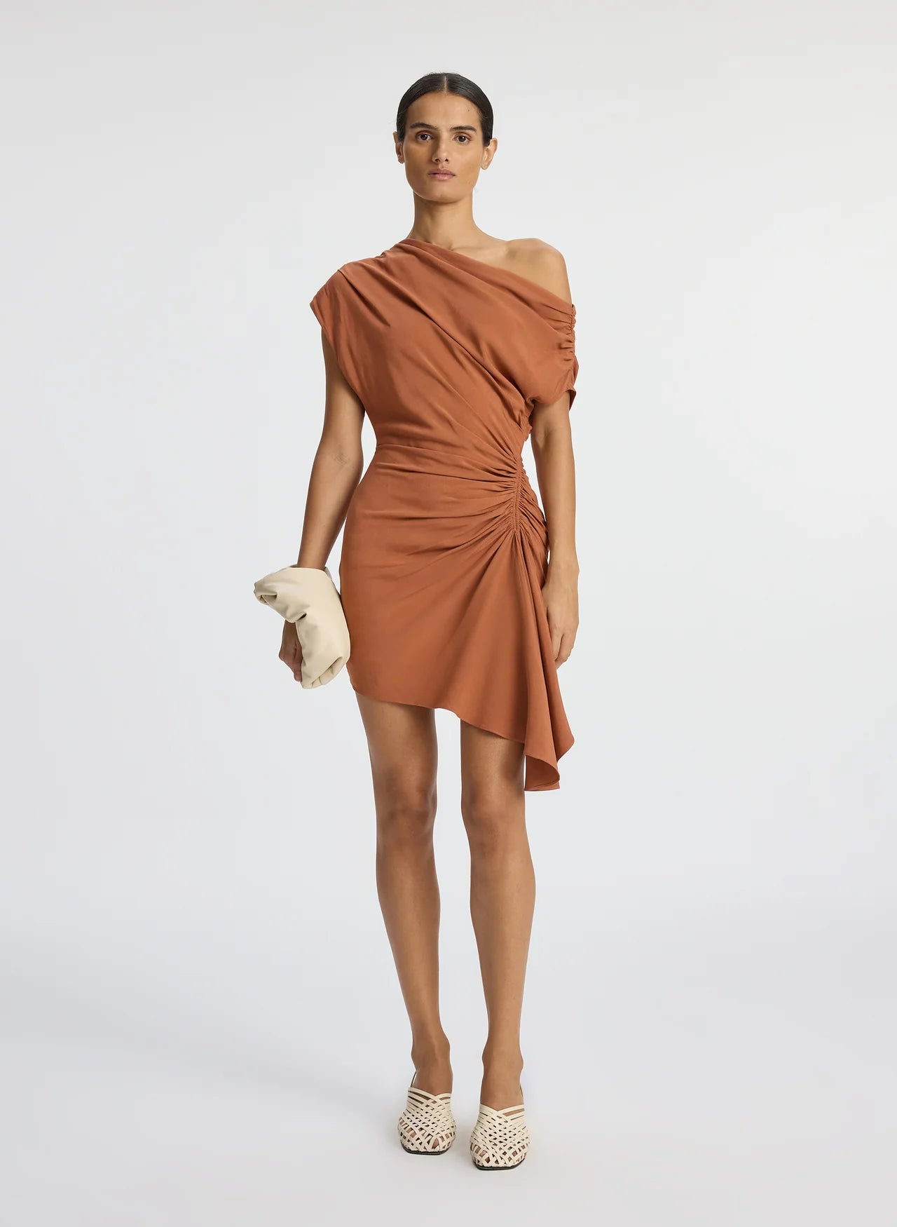 Poppy Linen Mini Dress - Sequoia Fashionable Off-Shoulder Mini Dress