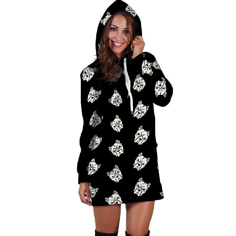 Angry Pitbull Hoodie Dress Hoodie with Gradient Ombre Colorful