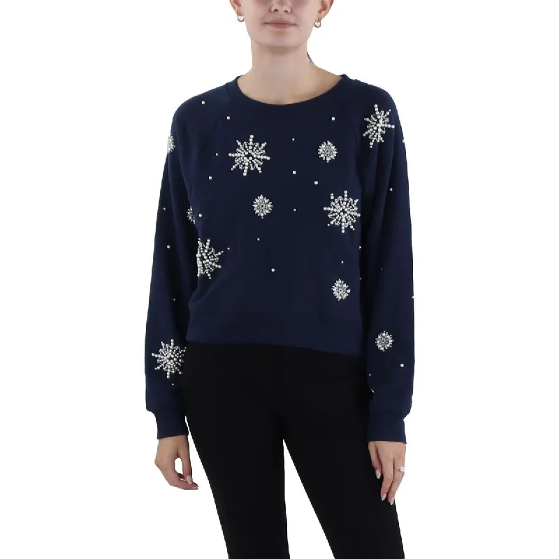 Wildfox Womens Snowflake Crewneck Long Sleeve Sweatshirt Hoodie with Ribbed Cuffs Snug Fit Comfort Wildfox Womens Snowflake Crewneck Long Sleeve Sweatshirt Hoodie with Ribbed Cuffs Snug Fit Comfort
